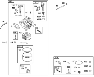 Carburetor Group Diagram and Parts List for 31R777-0066-G1 200000 - 399999 Briggs and Stratton Engine